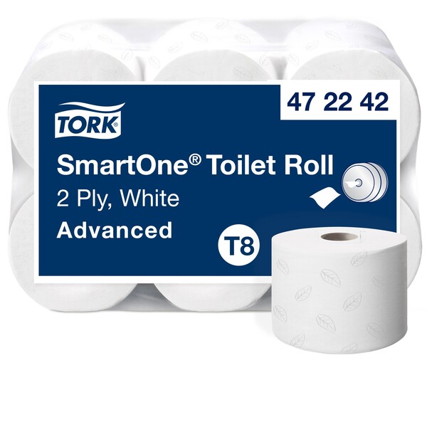 STN Toilettenpapier SmartOne T8 2-lagig / 1150 Blatt / weiß / 13,4x18cm Tork 472242 (PACK=6 ROLLEN) Produktbild