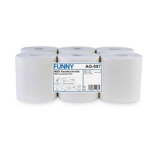 Handtuchrollen 1-lagig / weiß / 20cm / 200m / Ø19cm / Recycling / Innenabwicklung (PACK=6 ROLLEN) Produktbild