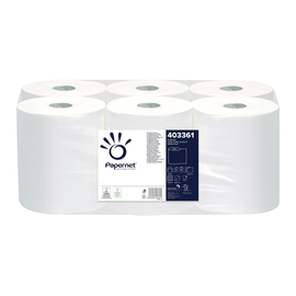 Handtuchrollen 2-lagig / weiß / 21cm /140m / Ø18,5cm / Zellstoff / Papernet (PACK=6 ROLLEN) Produktbild