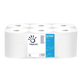 Handtuchrollen 2-lagig / hochweiß / 19,7cm / 137m / Ø19,25cm / perforiert Zellstoff / Innen-/Außenabwicklung (PACK=6 ROLLEN) Produktbild