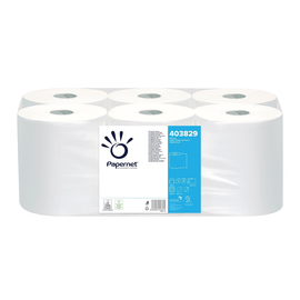 Handtuchrollen 2-lagig / hochweiß / 19,8cm / 140m / Ø18,5cm / Zellstoff / Papernet (PACK=6 ROLLEN) Produktbild