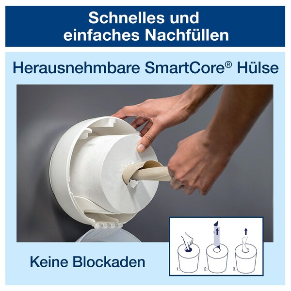 STN Toilettenpapier SmartOneMini T9 2-lagig / 620 Blatt / weiß / 13,4x18cm / Tork 472193 (KTN=12 ROLLEN) Produktbild Additional View 5 XL