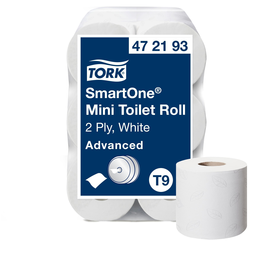 Toilettenpapier Smart One Mini T9 / 2-lagig / 620 Blatt / weiß / 13,4x18cm / Tork 472193 (KTN=12 ROLLEN) Produktbild