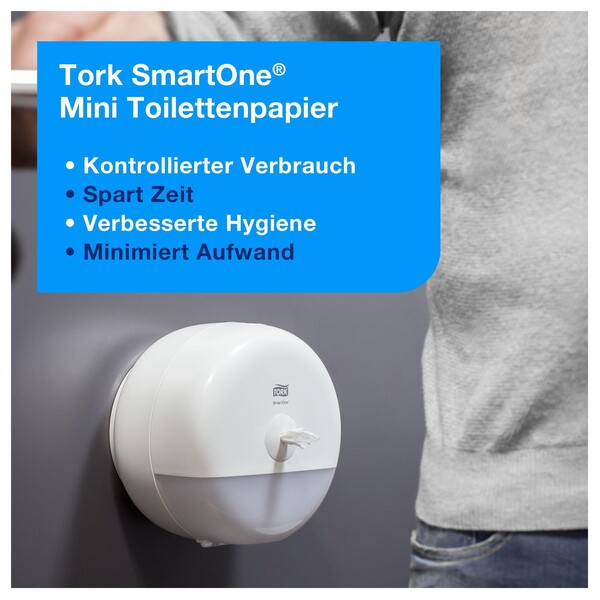 STN Toilettenpapier SmartOneMini T9 2-lagig / 620 Blatt / weiß / 13,4x18cm / Tork 472193 (KTN=12 ROLLEN) Produktbild Additional View 4 XL
