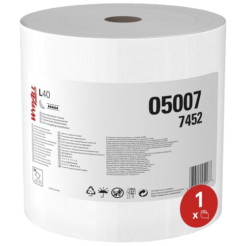 Wischtuch Wypall L40 1-lagig / weiß / 31,5x34cm / 750 Abrisse / Zellstoff / Kimberly Clark 7452 Produktbild