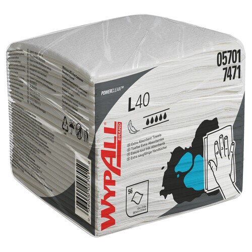 Wischtuch Wypall L40 1-lagig / weiß / 32x33cm / 1008 Stück / Extrasaugfähig / Kimberly Clark 7471 (KTN=1008 STÜCK) Produktbild