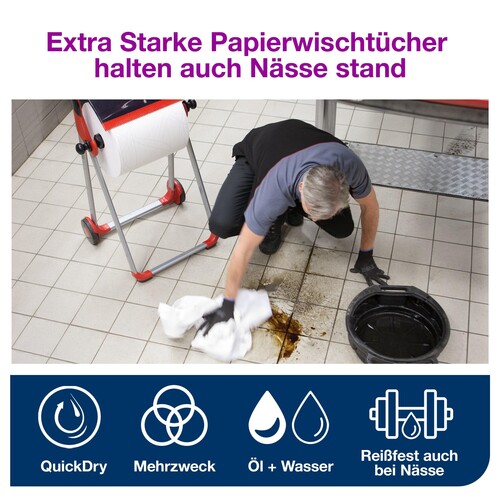 Wischtuch extra stark 2-lagig / weiß / / 23,5x34cm / 170m / Ø26,2cm / 500 Abrisse / Tork Premium 130062 (PACK=2 ROLLEN) Produktbild Additional View 3 L