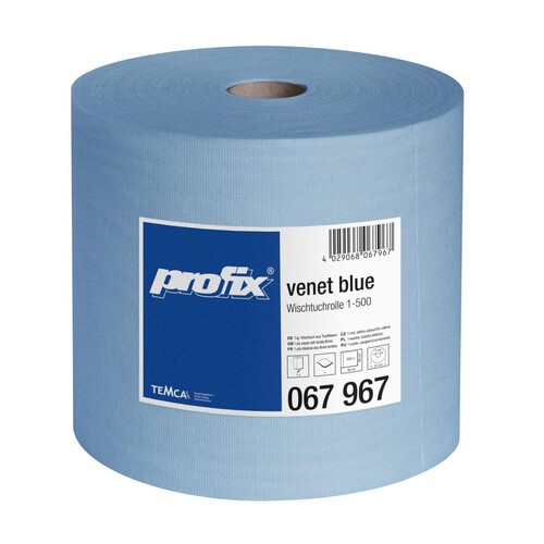 Putzrolle 1-lagig / blau / Lochvlies / 29x38cm / 190m / Ø31cm / 500 Blatt perforiert (RLL=500 STÜCK) Produktbild Front View L