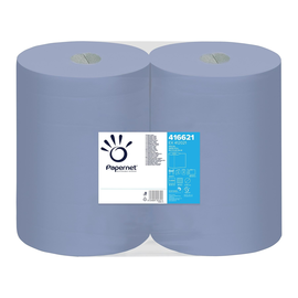 Putzrollen Special Recycling 2-lagig / blau / 37,3x36cm / 360m / Ø27,5cm / 1000 Abrisse / Papernet (PACK=2 ROLLEN) Produktbild