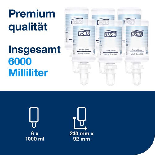 Schaumseife S4 Premium mild und frischer Duft 1000ml /  farblos / Tork 520501 (ST=1000 MILLILITER) Produktbild Additional View 3 L