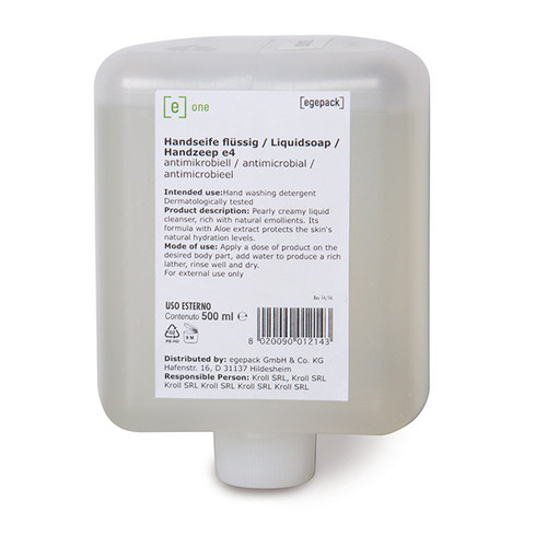Cremeseife e4 antimikrobiell 500ml / e one (KARTON = 12 FLASCHEN Á 500 MILLILITER) Produktbild Front View L