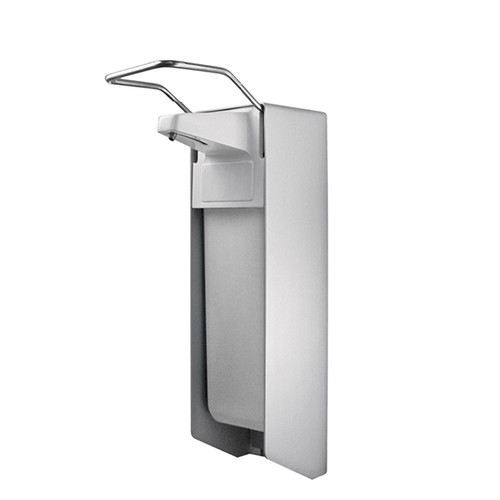 Desinfektionsmittel- & Seifenspender mit kurzem Armhebel 500ml / silber / Aluminium / Temdex SD 0501 Produktbild Front View L