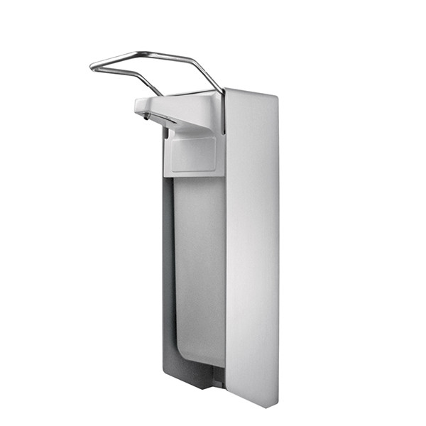 Desinfektionsmittel- & Seifenspender mit kurzem Armhebel 500ml / silber / Aluminium / Temdex SD 0501 Produktbild Front View XL