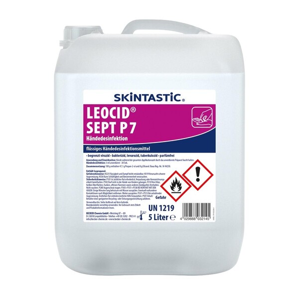 Händedesinfektion Skintastic Leocid Sept P7 5 Liter Kanister (ST=5 LITER) Produktbild Front View XL