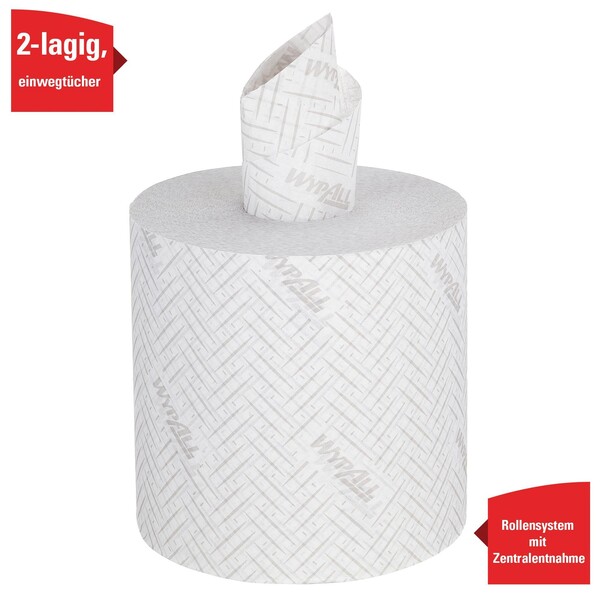 Wischtuch Wypall L20 7303 2-lagig / weiß / 18,3x38cm / 380 Abrisse Kimberly Clark (PACK=6 ROLLEN) Produktbild Additional View 2 XL