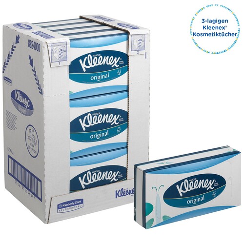 Kosmetiktücher 3-lagig / 20x20cm / Zellstoff / weiß Kimberly Clark 8824 (KARTON = 12 BOXEN Á 72 TÜCHER) Produktbild Additional View 3 L