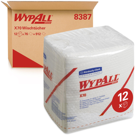 Wischtuch Wypall X70 / 8387 weiß / 31,8x33cm / 912 Tücher Viertelgefaltet Produktbild