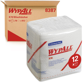 Wischtuch Wypall X70 / 8387 weiß / 30,5x31,8cm / 912 Tücher Viertelgefaltet Produktbild