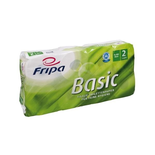 Toilettenpapier 2-lagig / 400 Blatt / Recycling / weiß / Fripa Basic (PACK=48 ROLLEN) Produktbild Front View XL