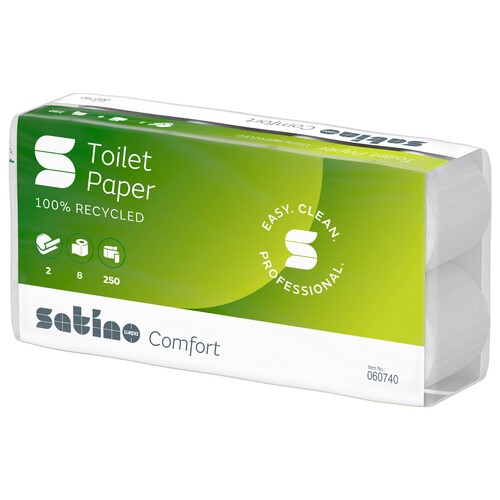 Toilettenpapier 2-lagig / 250 Blatt / Recycling / hochweiß / Satino comfort (PACK=8 ROLLEN) Produktbild Additional View 1 L