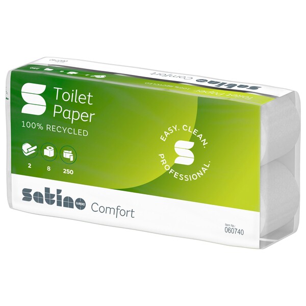 Toilettenpapier 2-lagig / 250 Blatt / Recycling / hochweiß / Satino comfort (PACK=8 ROLLEN) Produktbild Additional View 1 XL