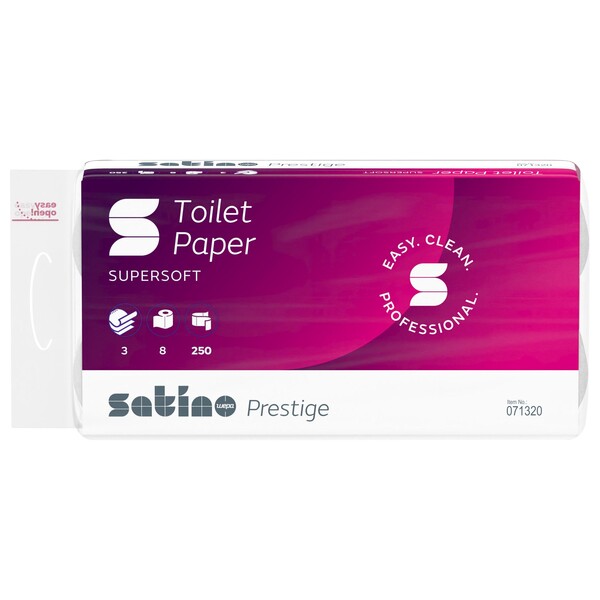 Toilettenpapier 3-lagig / 250 Blatt / Zellstoff / hochweiß / Satino Prestige (PACK=8 ROLLEN) Produktbild Additional View 2 XL