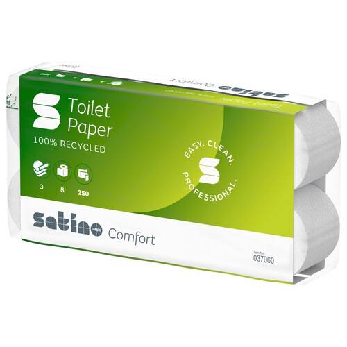 Toilettenpapier 3-lagig / 250 Blatt / Recycling / hochweiß / Satino Comfort (PACK=8 ROLLEN) Produktbild Additional View 1 L