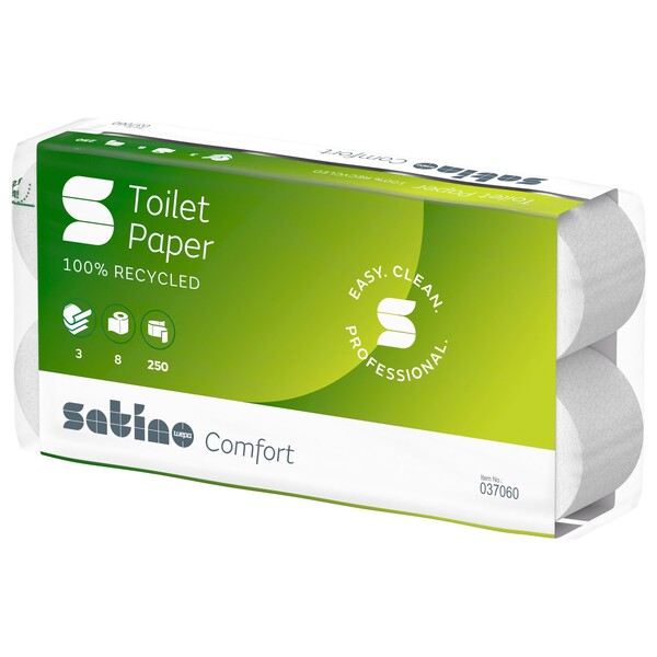 Toilettenpapier 3-lagig / 250 Blatt / Recycling / hochweiß / Satino Comfort (PACK=8 ROLLEN) Produktbild Additional View 1 XL