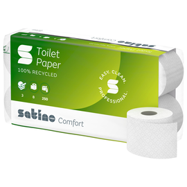 Toilettenpapier 3-lagig / 250 Blatt / Recycling / hochweiß / Satino Comfort (PACK=8 ROLLEN) Produktbild
