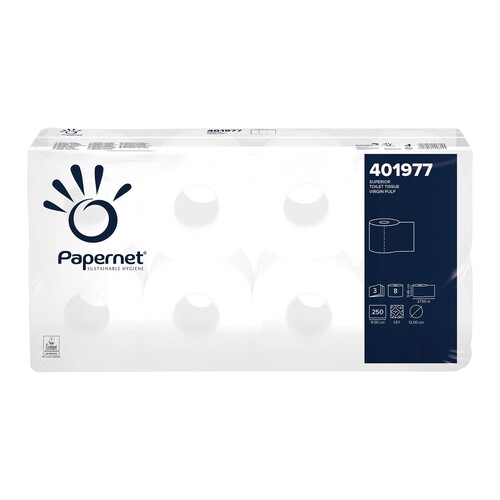 Toilettenpapier 3-lagig / 250 Blatt / Zellstoff / hochweiß / Papernet (PACK=72 ROLLEN) Produktbild Additional View 1 L