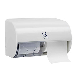 Toilettenpapierspender für Zwei- Kleinrollen / Kunststoff / weiß / 260x150x150mm / Papernet Produktbild