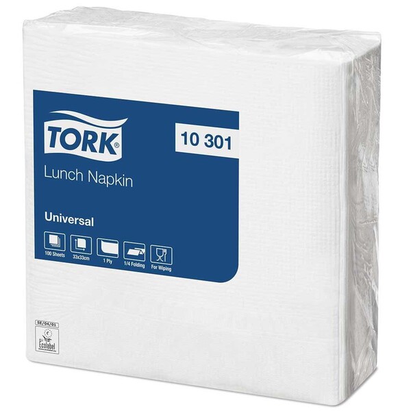 Servietten Kleinpackung 1/4 Falz / 33x33cm / 1-lagig / weiß (PACK=100 STÜCK) Produktbild Additional View 2 XL