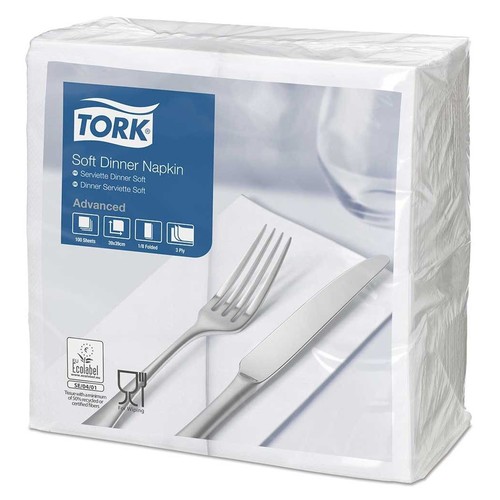 Servietten Soft 1/8 Falz / 39x39cm / 3-lagig / weiß / Tork 477579 (PACK=100 STÜCK) Produktbild Additional View 2 L