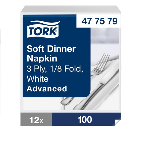 Servietten Soft 1/8 Falz / 39x39cm / 3-lagig / weiß / Tork 477579 (PACK=100 STÜCK) Produktbild Additional View 3 L