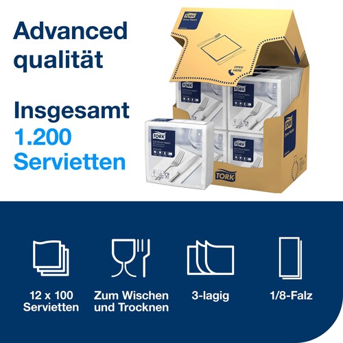 Servietten Soft 1/8 Falz / 39x39cm / 3-lagig / weiß / Tork 477579 (PACK=100 STÜCK) Produktbild Additional View 4 L