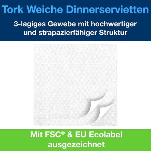 Servietten Soft 1/8 Falz / 39x39cm / 3-lagig / weiß / Tork 477579 (PACK=100 STÜCK) Produktbild Additional View 6 L