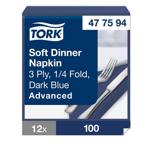 Servietten Soft  1/4 Falz / 39x39cm / 3-lagig / dunkelblau / Tork 477594 (PACK=100 STÜCK) Produktbild Additional View 5 L