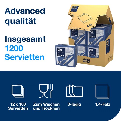 Servietten Soft  1/4 Falz / 39x39cm / 3-lagig / dunkelblau / Tork 477594 (PACK=100 STÜCK) Produktbild Additional View 6 L
