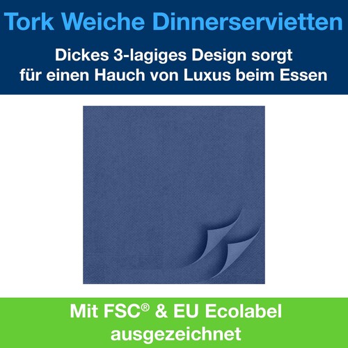 Servietten Soft  1/4 Falz / 39x39cm / 3-lagig / dunkelblau / Tork 477594 (PACK=100 STÜCK) Produktbild Additional View 7 L