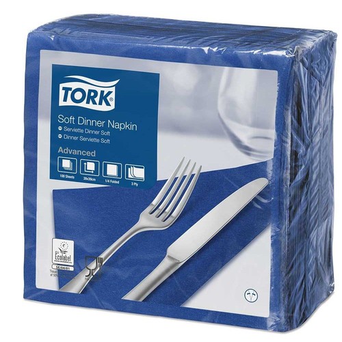 Servietten Soft  1/4 Falz / 39x39cm / 3-lagig / dunkelblau / Tork 477594 (PACK=100 STÜCK) Produktbild Additional View 4 L