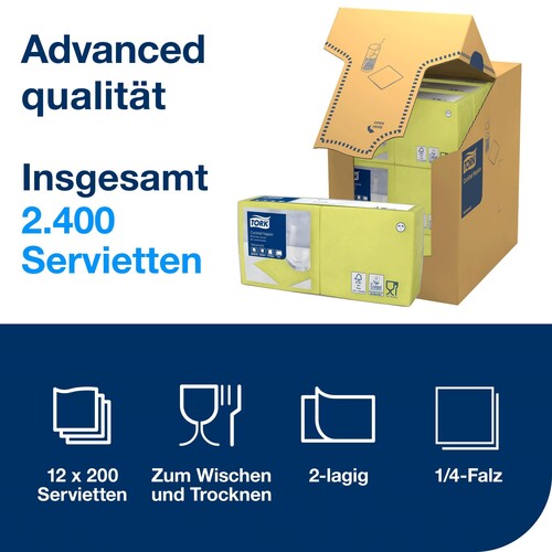 Servietten 1/4 Falz / 24x24cm / 2-lagig / limone / Tork 477822 (PACK=200 STÜCK) Produktbild Additional View 4 L