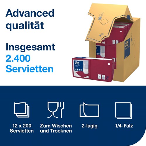 Servietten Cocktail 1/4 Falz 24x24cm / 2-lagig / bordeauxrot (PACK=200 STÜCK) Produktbild Additional View 5 L