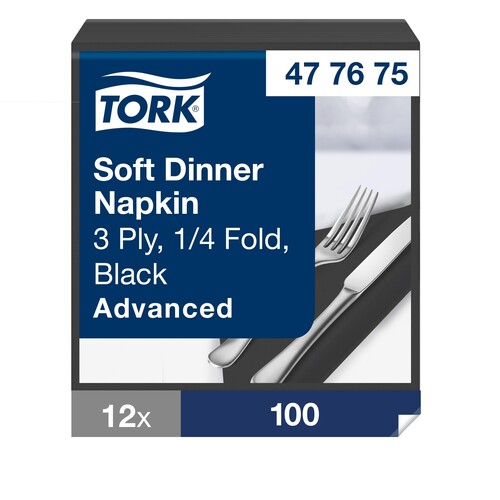 Servietten Soft 1/4 Falz / 39x39cm / 3-lagig / schwarz / Tork 477675 (PACK=100 STÜCK) Produktbild Additional View 4 L