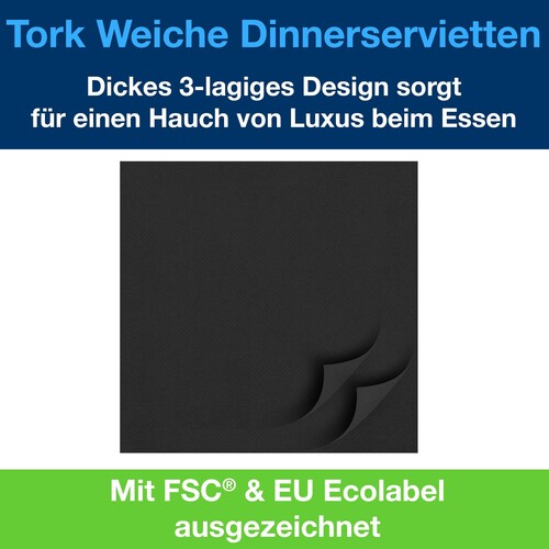 Servietten Soft 1/4 Falz / 39x39cm / 3-lagig / schwarz / Tork 477675 (PACK=100 STÜCK) Produktbild Additional View 6 L