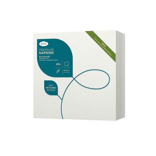 Servietten Bio Dunisoft 1/4 Falz / 40x40cm / weiß / Duni (PACK=60 STÜCK) Produktbild Additional View 1 L