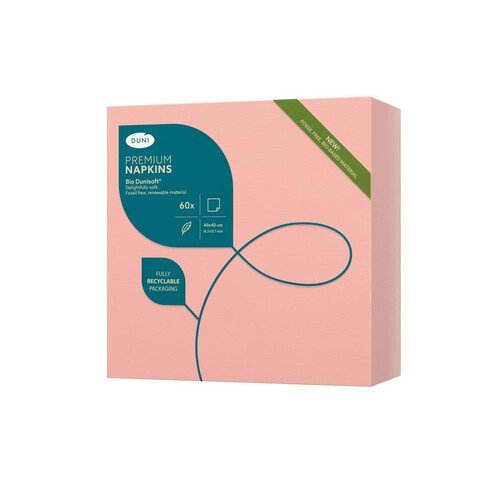 Servietten Bio Dunisoft 1/4 Falz / 40x40cm / mellow rose / Duni (PACK=60 STÜCK) Produktbild Additional View 1 L