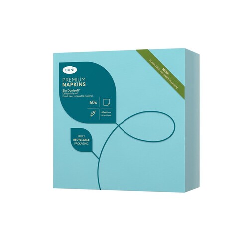 Servietten Bio Dunisoft 1/4 Falz / 40x40cm / mint blue / Duni (PACK=60 STÜCK) Produktbild Additional View 1 L