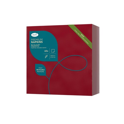 Servietten Bio Dunisoft 1/4 Falz / 40x40cm / bordeaux / Duni (PACK=60 STÜCK) Produktbild Additional View 1 L