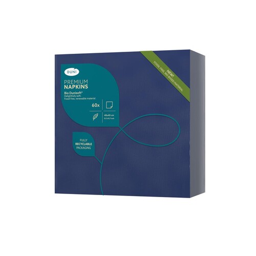 Servietten Bio Dunisoft 1/4 Falz / 40x40cm / dunkelblau / Duni (PACK=60 STÜCK) Produktbild Additional View 1 L