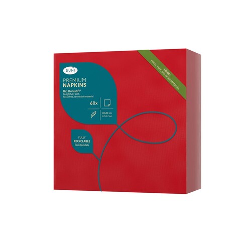Servietten Bio Dunisoft 1/4 Falz / 40x40cm / rot / Duni (PACK=60 STÜCK) Produktbild Additional View 1 L